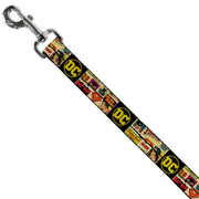Dog Leash - Vintage DC Comics Superhero and Logos Collage Black