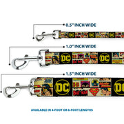 Dog Leash - Vintage DC Comics Superhero and Logos Collage Black