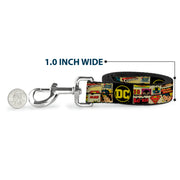 Dog Leash - Vintage DC Comics Superhero and Logos Collage Black