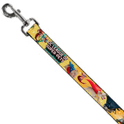 Dog Leash - DC LEAGUE OF SUPER-PETS 6-Superhero Pet Poses Collage Yellows