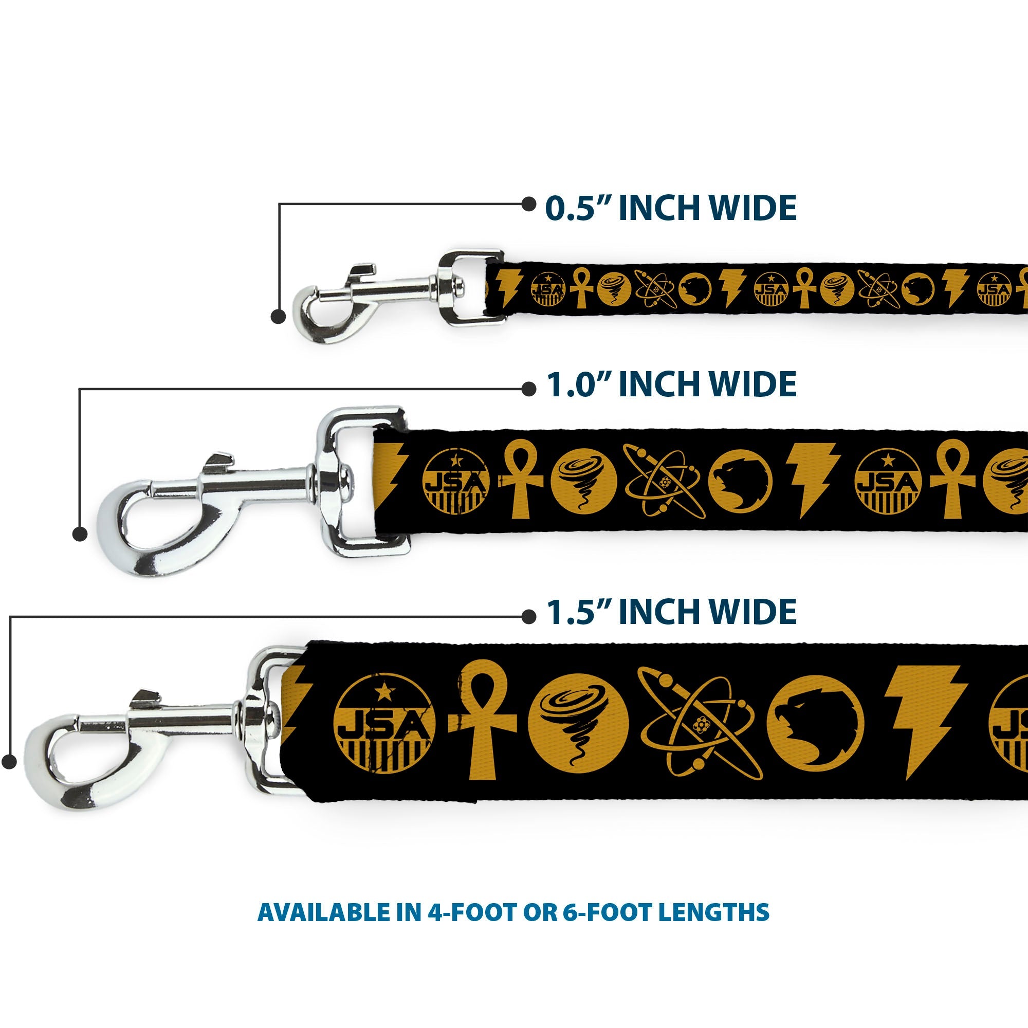 Dog Leash - Black Adam Justice Society Icons Black/Orange