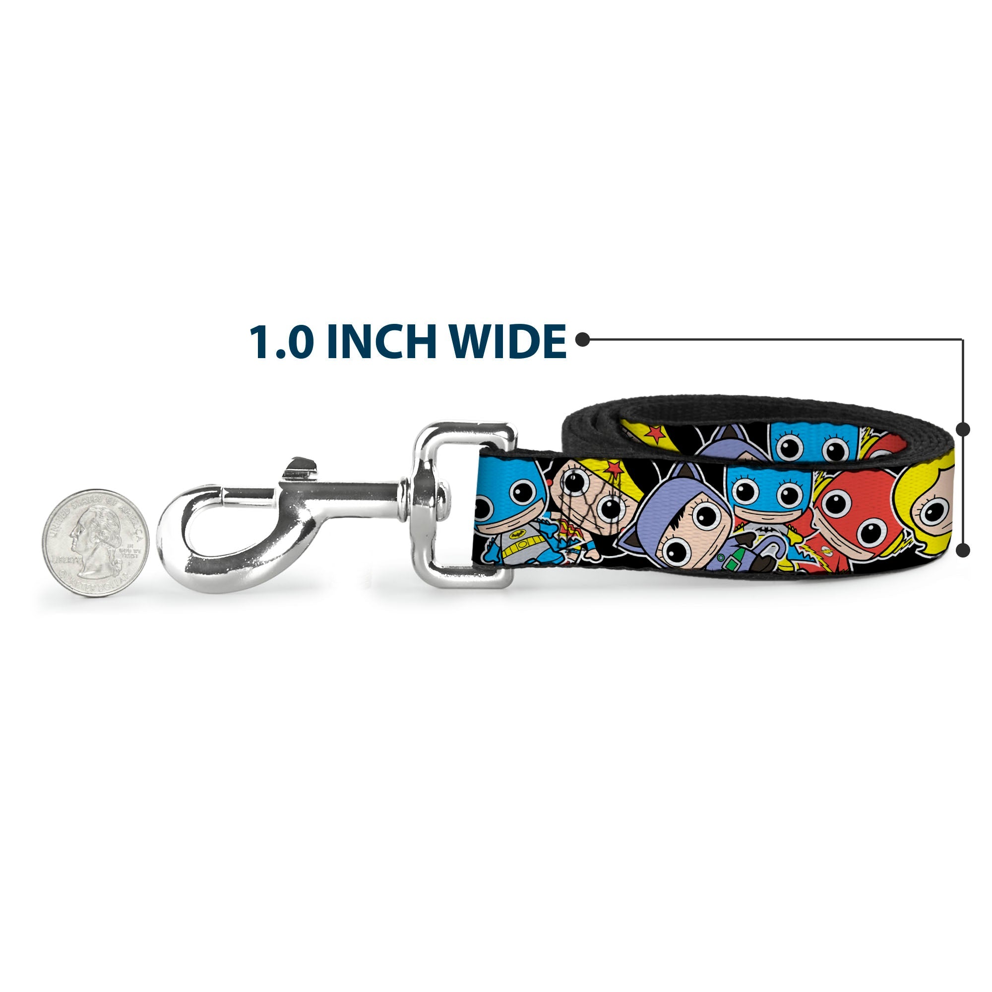 Dog Leash - DC Mini Group Stacked Black