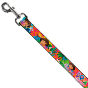 Dog Leash - DORA THE EXPLORER Dora Poses/Floral Collage Orange/Pink