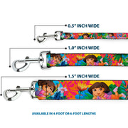 Dog Leash - DORA THE EXPLORER Dora Poses/Floral Collage Orange/Pink