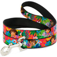 Load image into Gallery viewer, Dog Leash - DORA THE EXPLORER Dora Poses/Floral Collage Orange/Pink
