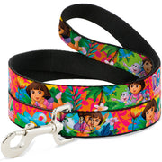 Dog Leash - DORA THE EXPLORER Dora Poses/Floral Collage Orange/Pink