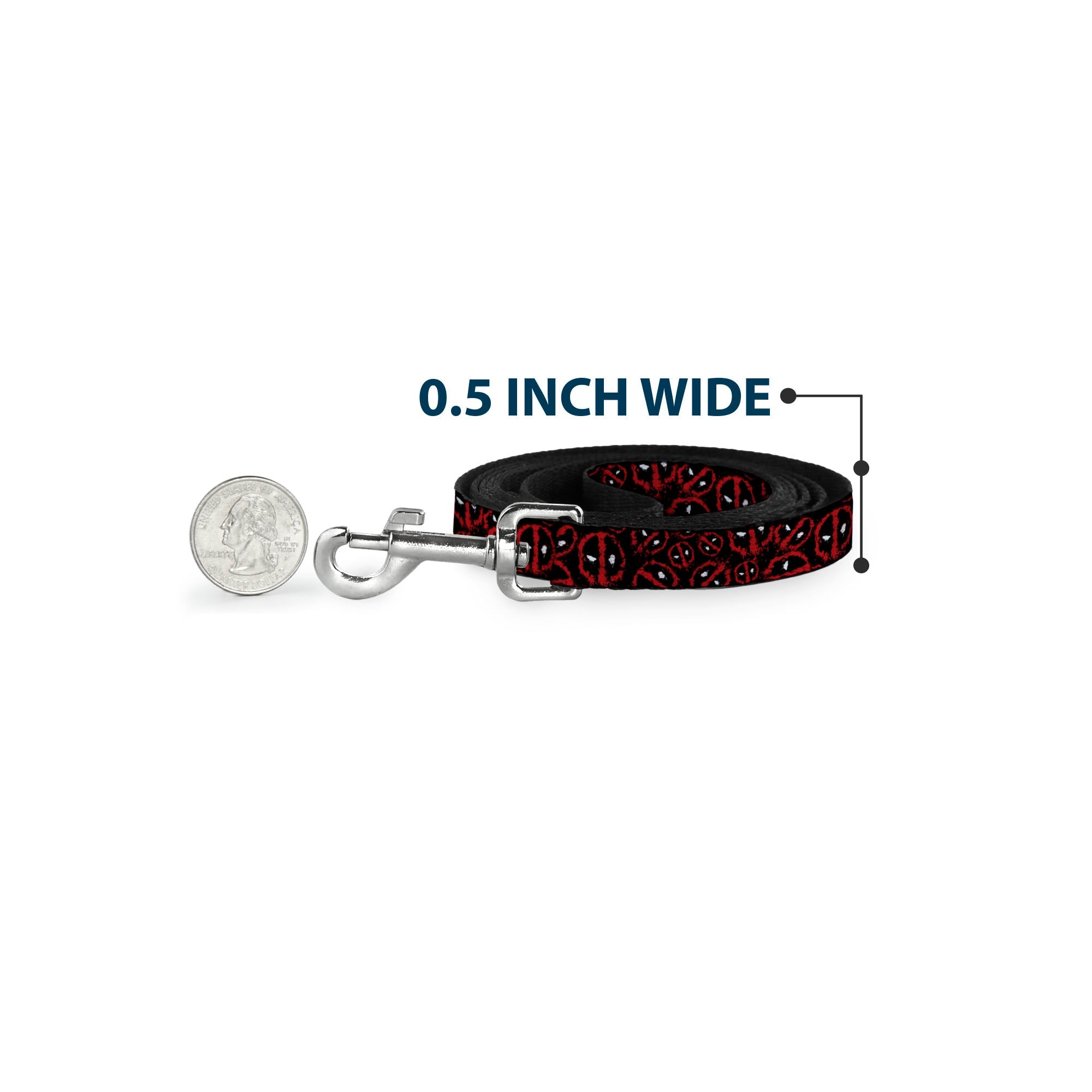 Dog Leash - Deadpool Splatter Logo Scattered Black/Red/White