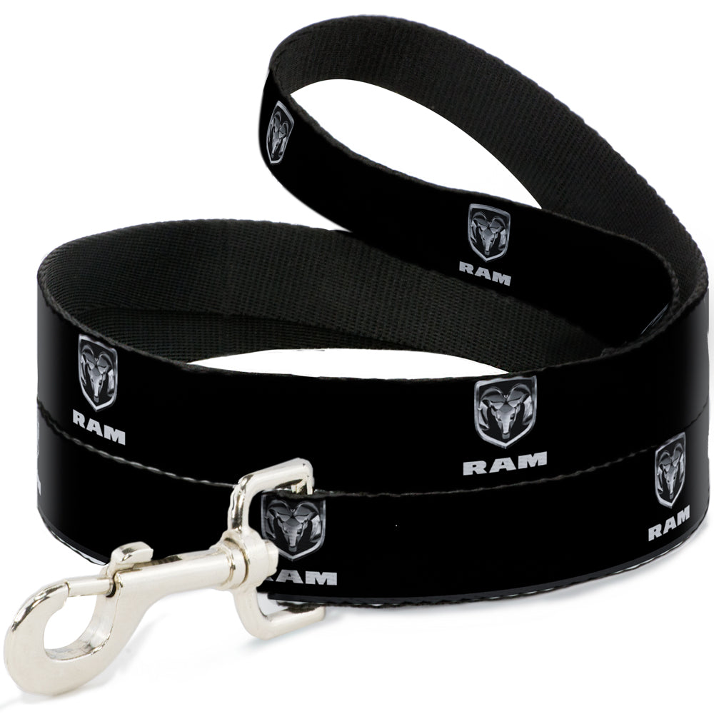 Dog Leash - Ram Black/Silver Logo REPEAT