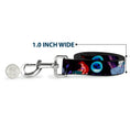 Load image into Gallery viewer, Southlake Paws dog leash featuring The Little Mermaid scenes with Ariel and Ursula, 1.0 inch wide, alongside a quarter for si
