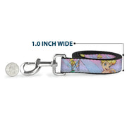 Dog Leash - Tinker Bell Poses/Flowers/Stars/Skull Purple