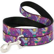 Dog Leash - Tinker Bell Poses/Flowers/Stars/Skull Purple