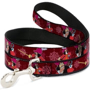 Dog Leash - Captain Hook Poses/Nautical Elements Burgundy