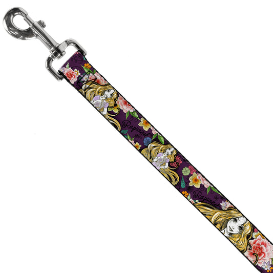 Dog Leash - Rapunzel Poses/Floral Collage Sketch Purple