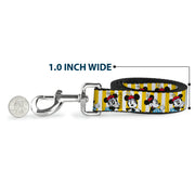 Dog Leash - Minnie Mouse w/Hat Poses Stripe Yellow/White