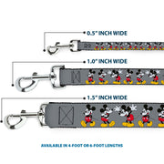 Dog Leash - Mickey Mouse w/Glasses Poses Gray