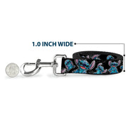 Dog Leash - Stitch Poses/Hibiscus Sketch Black/Gray/Blue