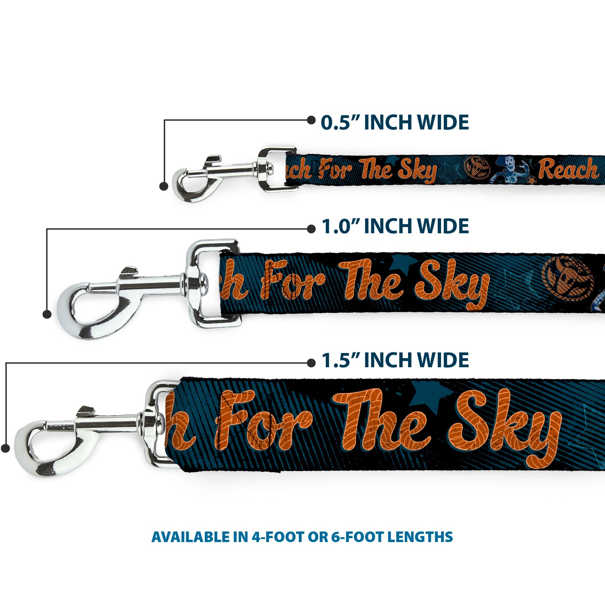Dog Leash - Woody REACH FOR THE SKY Denim Blue Print