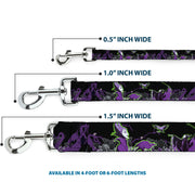 Dog Leash - Maleficent & Diablo Black Roses/Purples