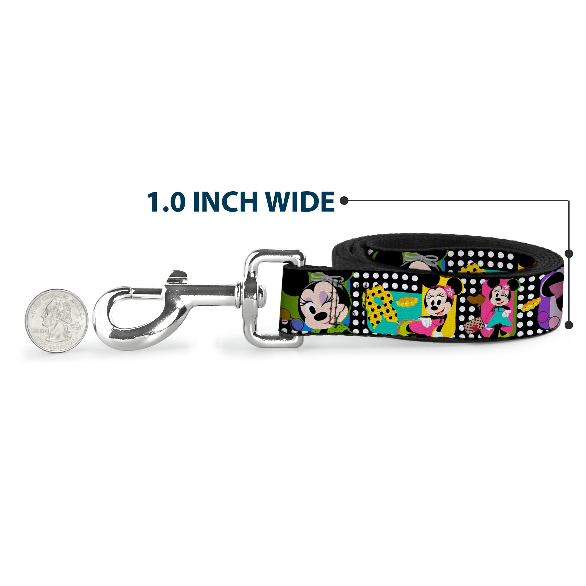 Dog Leash - Mini Minnie Fashion Poses/Polka Dot Black/White/Multi Color