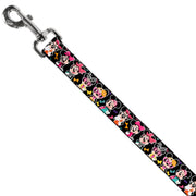 Dog Leash - Mini Minnie Expressions/Bows Black/Multi Color