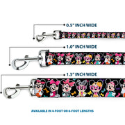 Dog Leash - Mini Minnie Expressions/Bows Black/Multi Color