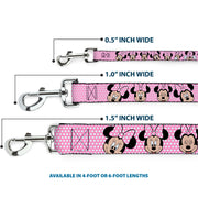 Dog Leash - Minnie Mouse Expressions Polka Dot Pink/White