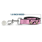 Dog Leash - Minnie Mouse Expressions Polka Dot Pink/White