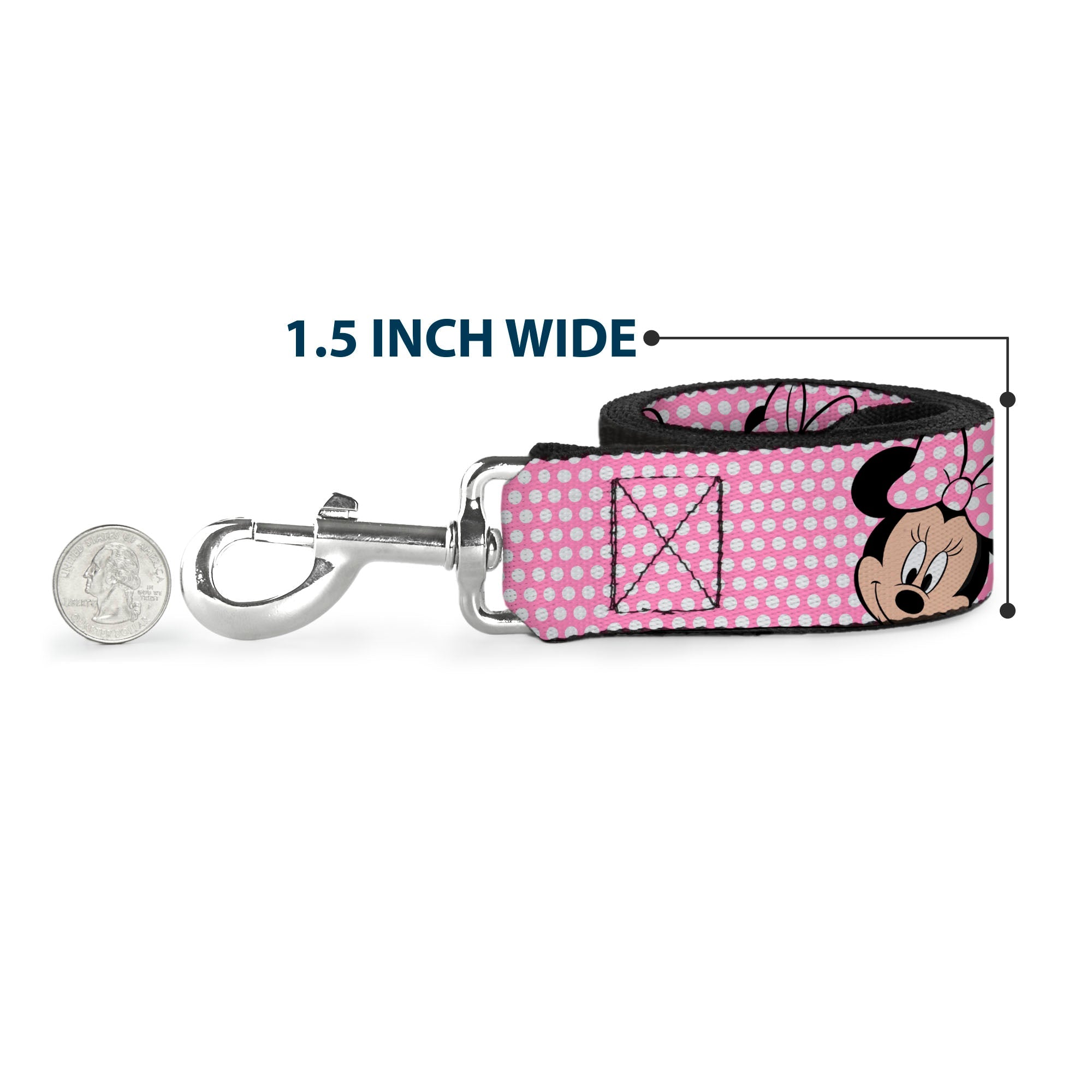 Dog Leash - Minnie Mouse Expressions Polka Dot Pink/White