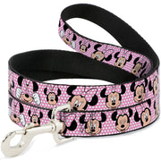 Dog Leash - Minnie Mouse Expressions Polka Dot Pink/White