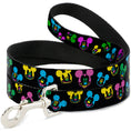 Load image into Gallery viewer, Dog Leash - Mickey Mouse Expressions Scattered Black/Multi Neon
