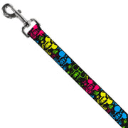 Dog Leash - Mickey Expressions/Paint Splatter Black/Multi Neon