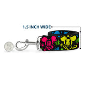 Dog Leash - Mickey Expressions/Paint Splatter Black/Multi Neon