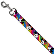 Dog Leash - Mickey Mouse Expressions Multi Color White/Black