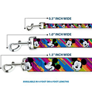 Dog Leash - Mickey Mouse Expressions Multi Color White/Black