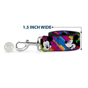 Dog Leash - Mickey Mouse Expressions Multi Color White/Black