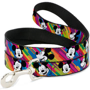 Dog Leash - Mickey Mouse Expressions Multi Color White/Black