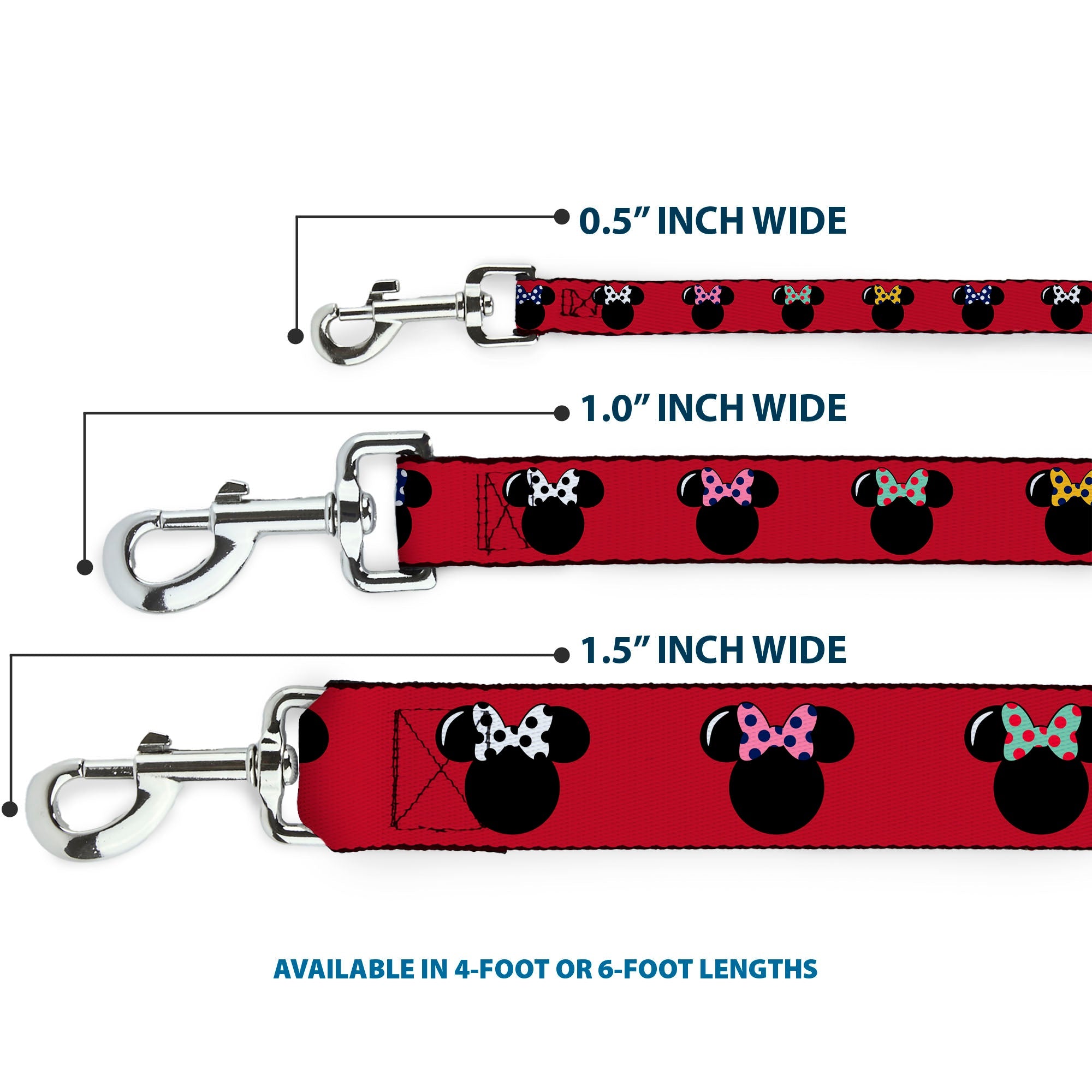 Dog Leash - Minnie Mouse Silhouette Red/Black/Polka Dot