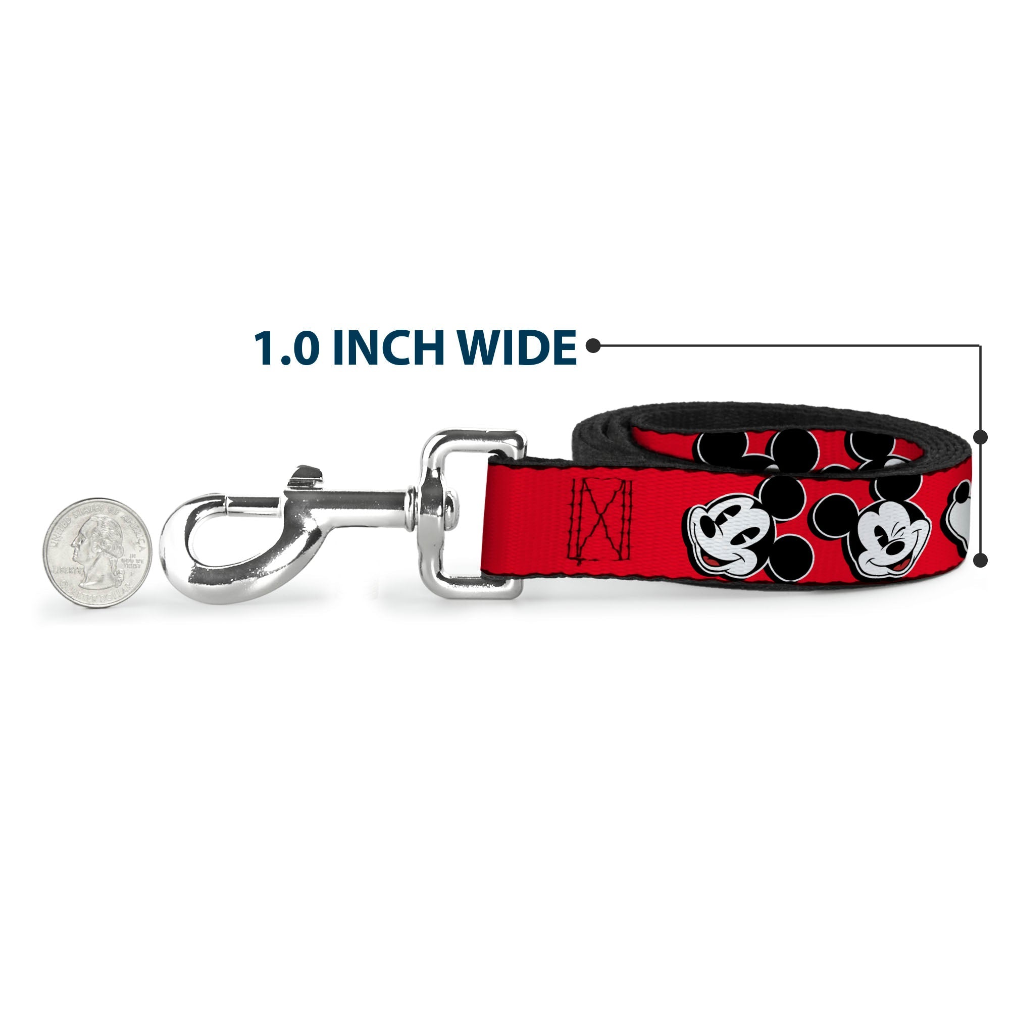 Dog Leash - Mickey Mouse Expressions Red/Black/White
