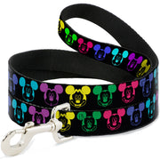 Dog Leash - Mickey Expressions Black/Multi Neon