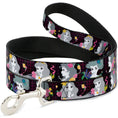 Load image into Gallery viewer, Dog Leash - Princess Silhouettes Dots Black/Purple/Gray/Multi Color
