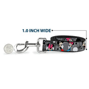 Dog Leash - Mickey & Minnie Peek-a-Boo Expressions Swirl Black/White