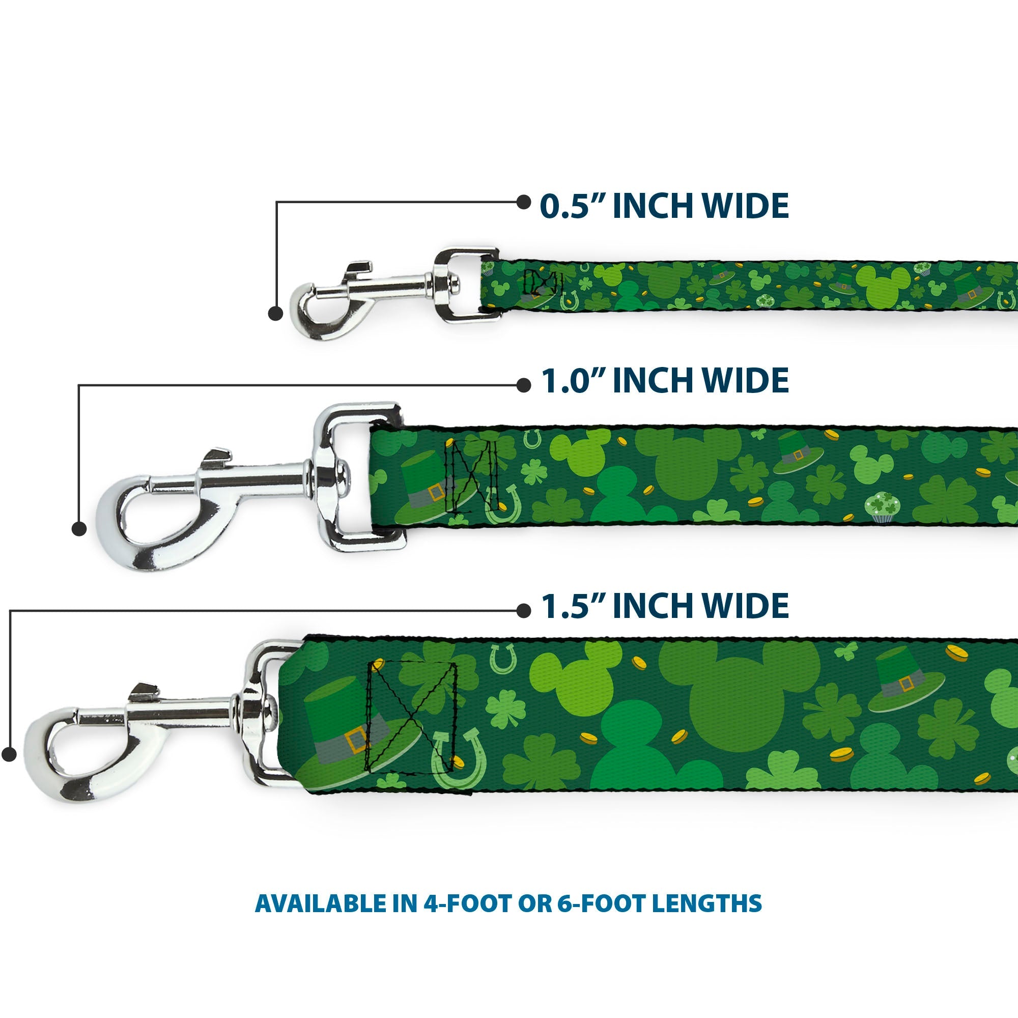 Dog Leash - St. Patrick's Day Mickey Collage Greens