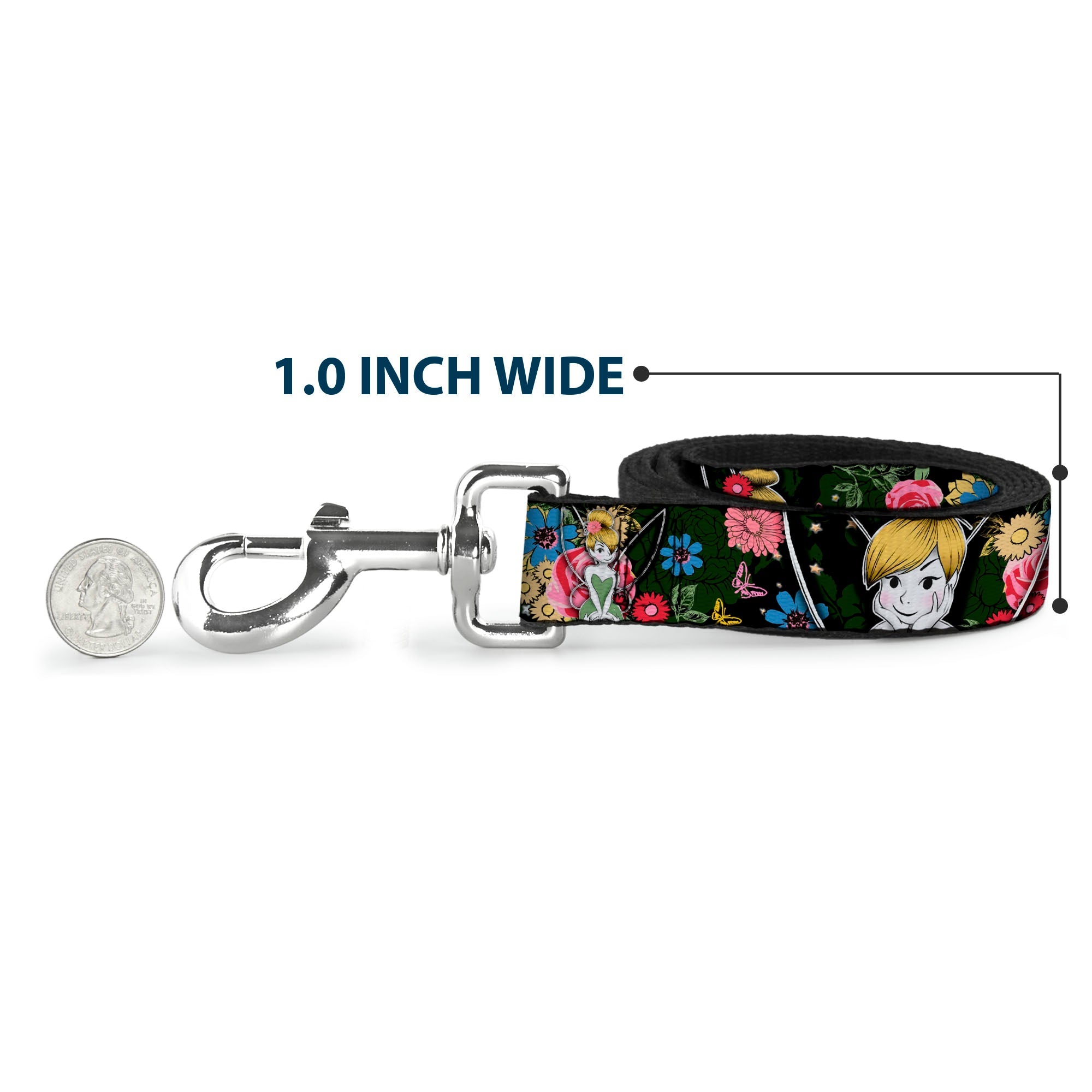 Dog Leash - Tinker Bell Poses/Sleeping Floral Collage