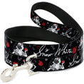 Load image into Gallery viewer, Dog Leash - SNOW WHITE Apple Poses/Butterflies Black/Gray/Red
