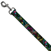 Dog Leash - Electric Tinkerbell Poses/Stripes Black/Multi Neon