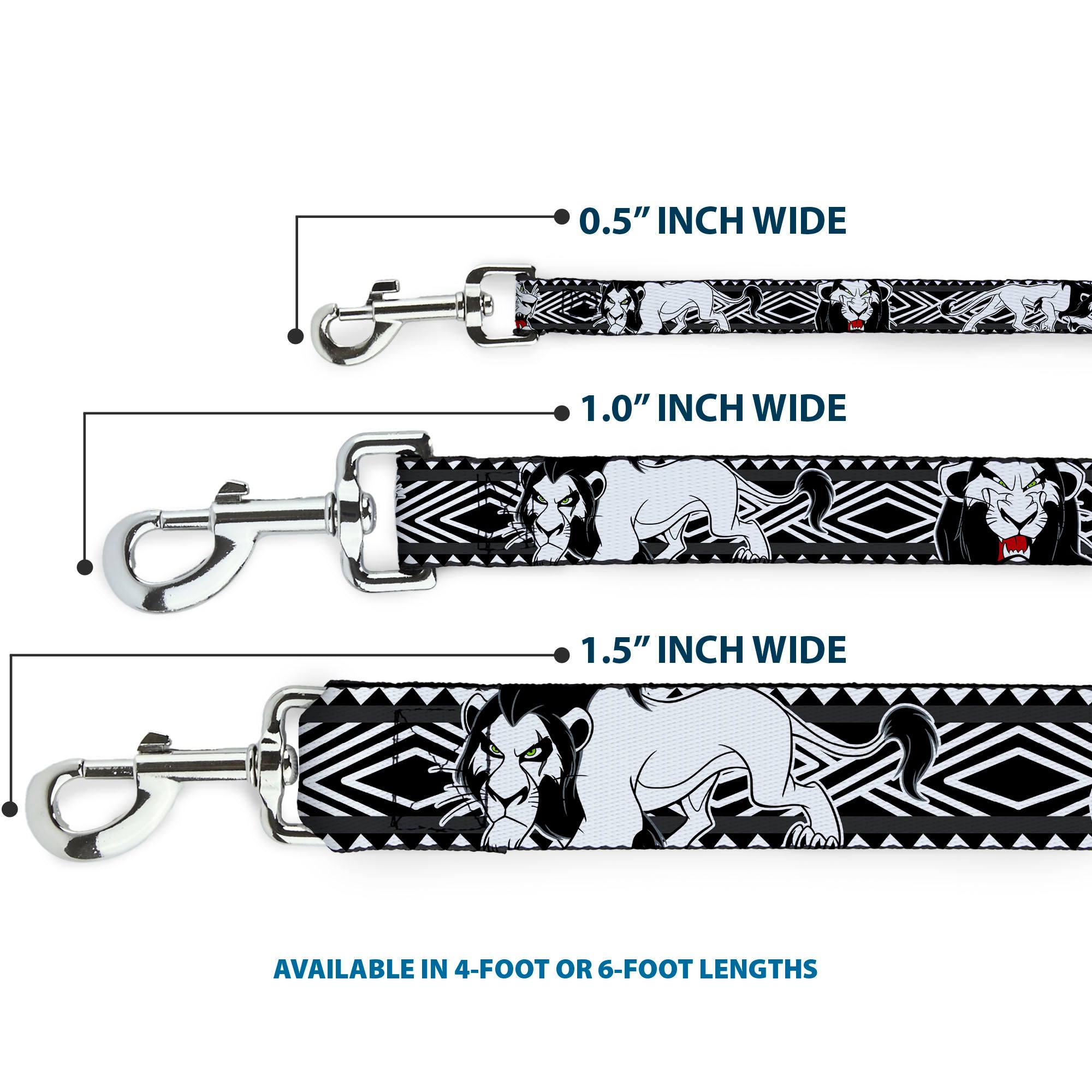 Dog Leash - Lion King Scar Poses White/Black