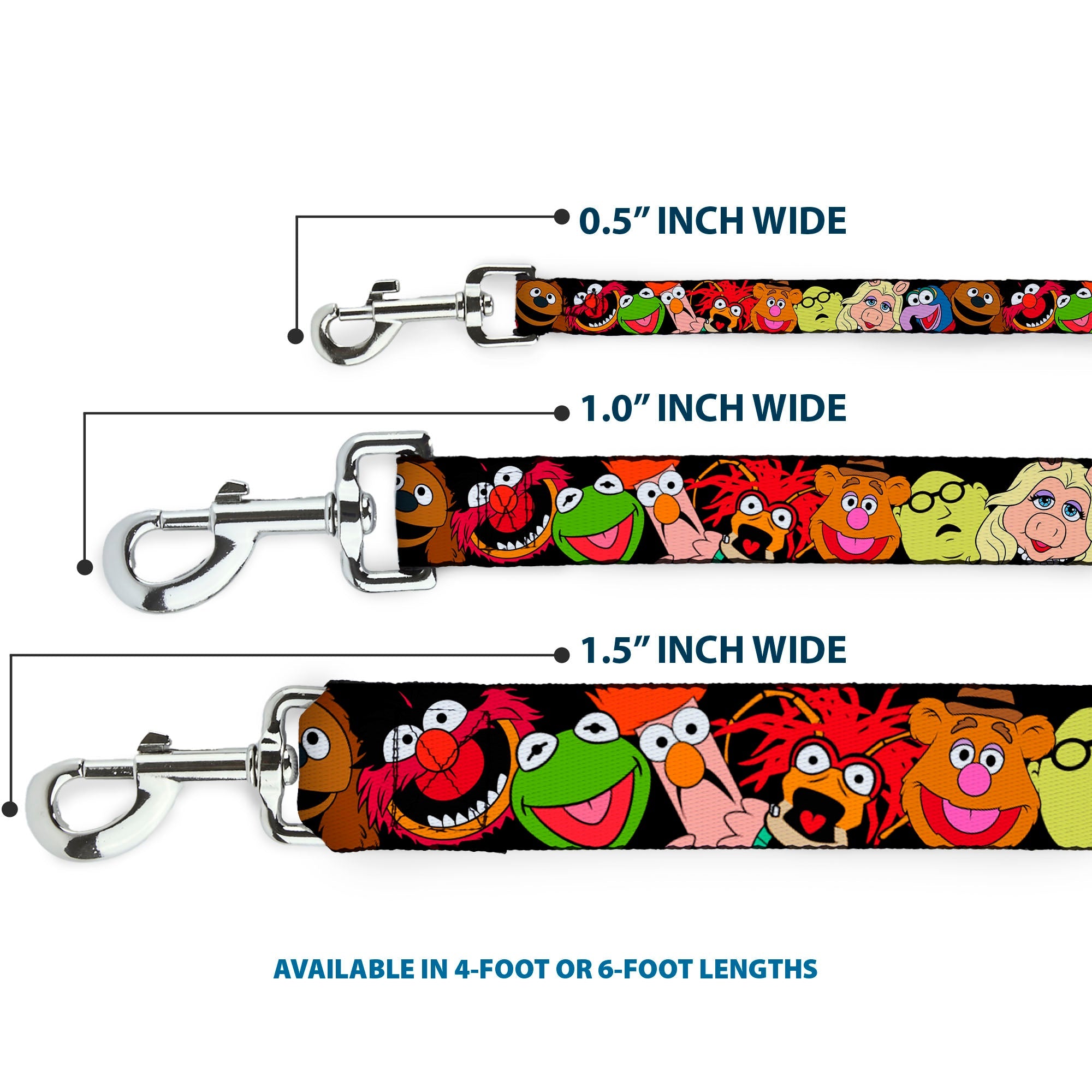 Dog Leash - Muppets Faces Black