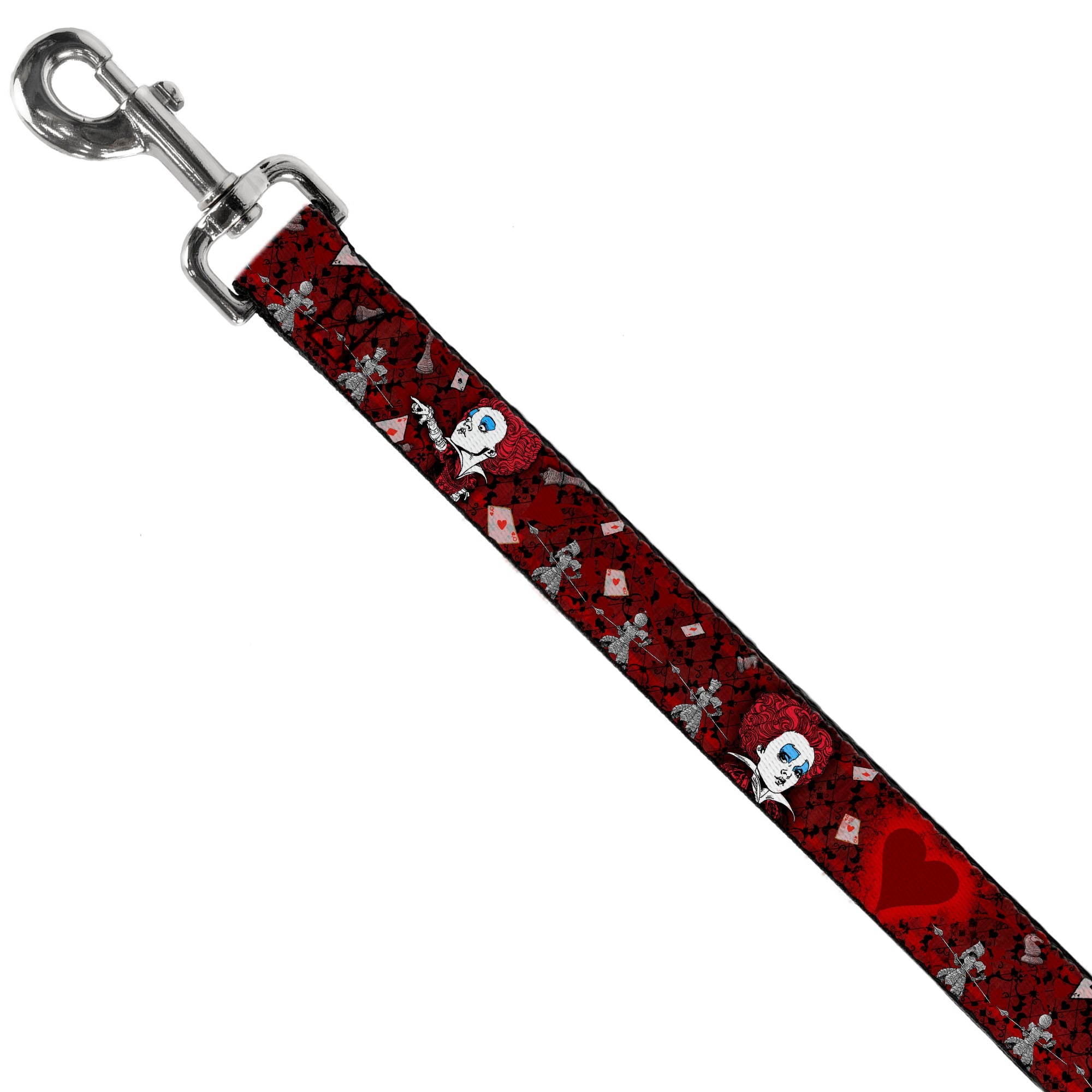 Dog Leash - Queen of Hearts Poses/Hearts/Cards Reds/Black