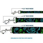 Dog Leash - Monsters Inc. Sully & Mike Poses/GRRRRR! Black/Turquoise/Green