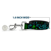 Dog Leash - Monsters Inc. Sully & Mike Poses/GRRRRR! Black/Turquoise/Green